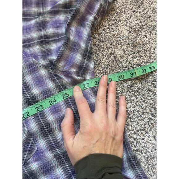 Wrangler Men’s Purple Black Plaid Pearl Snap Short Sleeve Shirt Size 2XL - Picture 5 of 7